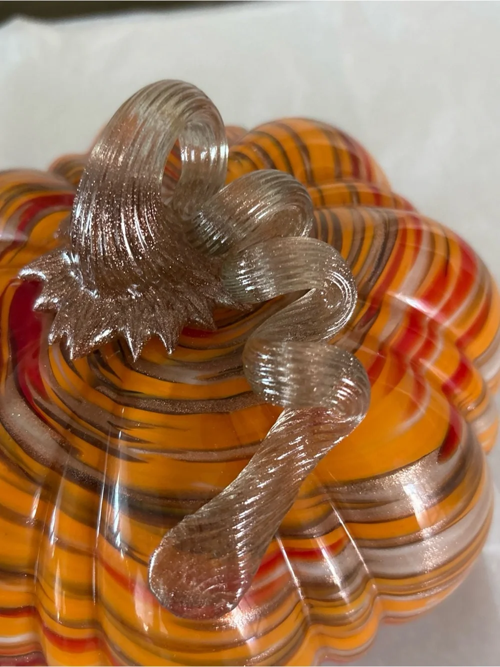 Martha Stewart Handblown Glass Orange Gold Red White  Pumpkin